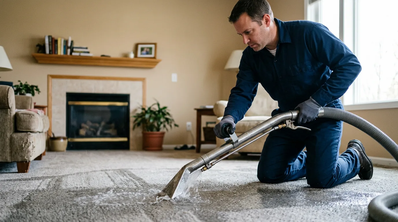 Water damage restoration technician working near Bolton, MA